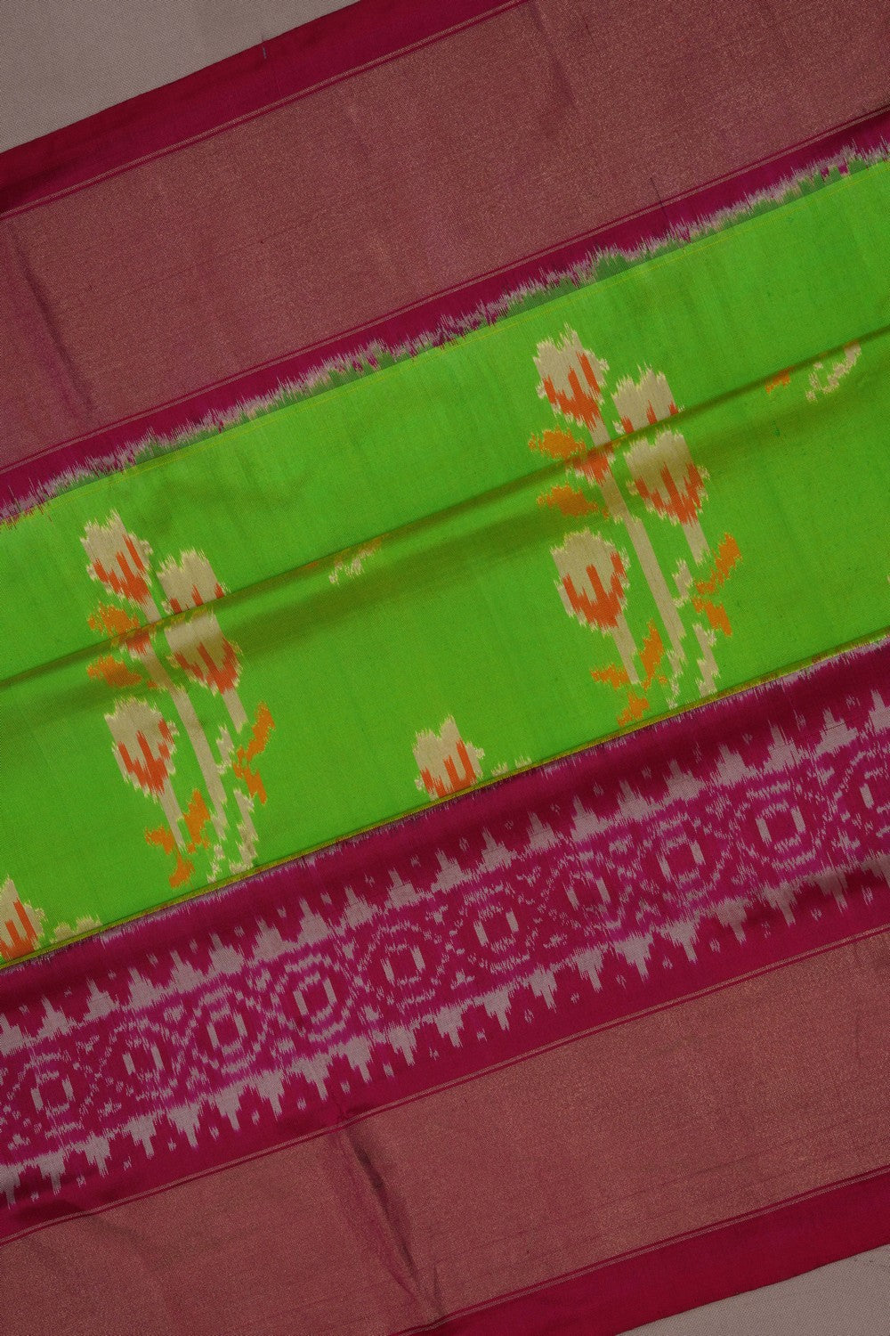 Image of Pochampally Ikat Silk Green Saree